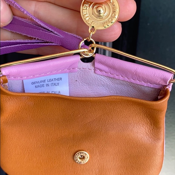 Lilac and tan leather coin purse - Picture 8 of 14